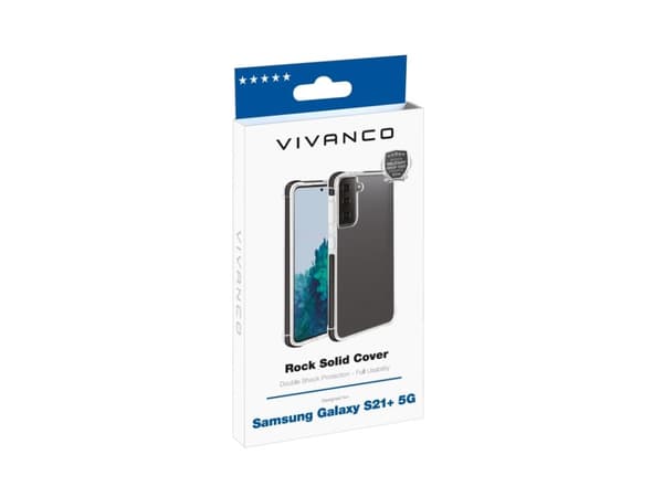 Vivanco Rock Solid, Omslag, Samsung, Galaxy S21+ 5G, 17 cm (6.7"), Svart, Transparent