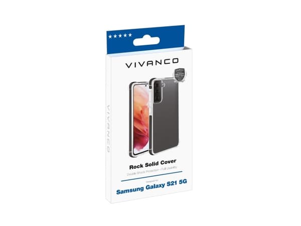 Vivanco Rock Solid, Omslag, Samsung, Galaxy S21 5G, 15,8 cm (6.2"), Svart, Transparent
