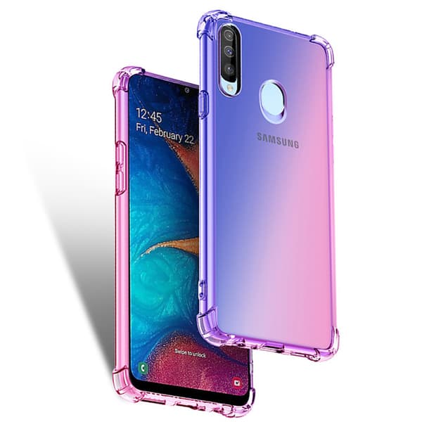 Samsung Galaxy A20S - Exklusivt Radiant Floveme Silikonskal Blå/Rosa Blå/Rosa