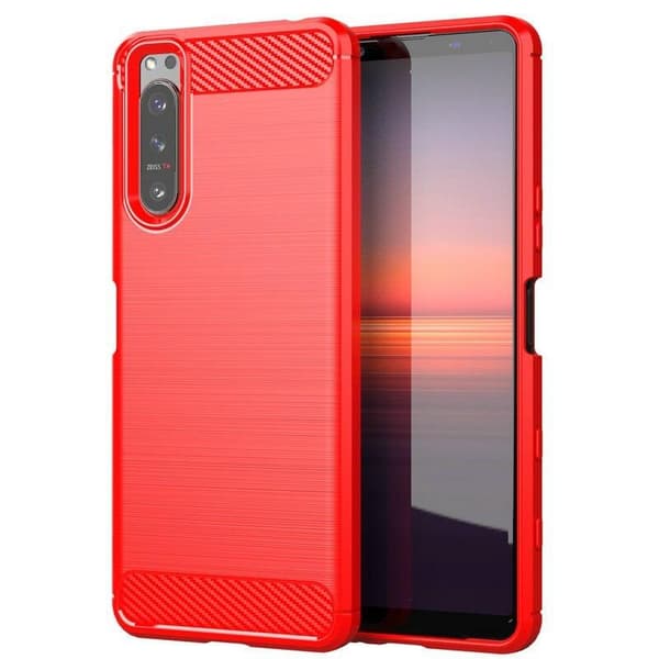 SKALO Sony Xperia 5 II Armor Carbon Stöttåligt TPU-skal Röd