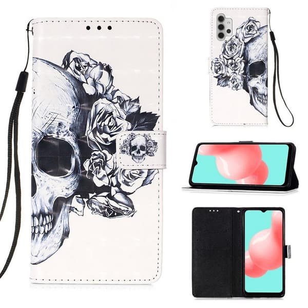 Plånboksfodral Samsung Galaxy A32 5G – Döskalle / Rosor