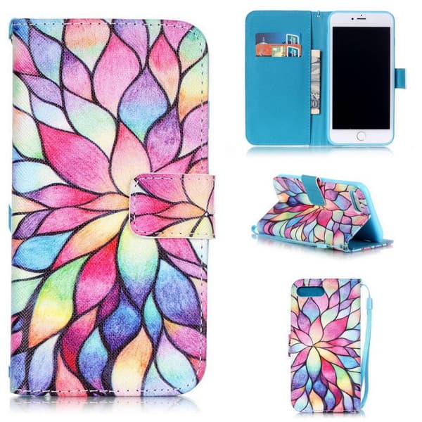 Plånboksfodral Apple iPhone 8 Plus – Färgglada Blomblad