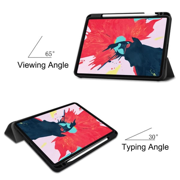 iPad Air 10.9 4th Gen (2020) Fodral Tri-Fold Med Pencil-hållare Svart
