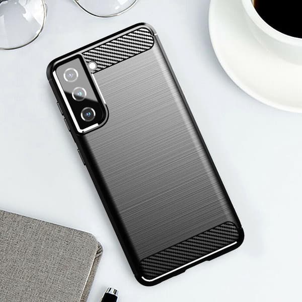 Samsung Galaxy S21 / S21 5G - Flexibel Carbon Mjuk TPU Skal - Svart