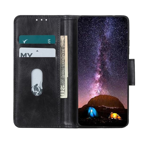 Crazy Horse Wallet Stand Case for Google Pixel 5a - Black