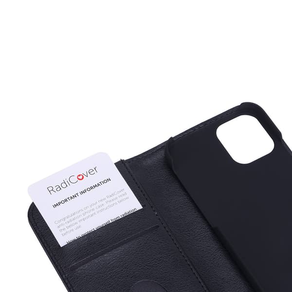 RADICOVER Strålingsbeskyttende Wallet PU iPhone 12 Mini Flipcover RFID Sort