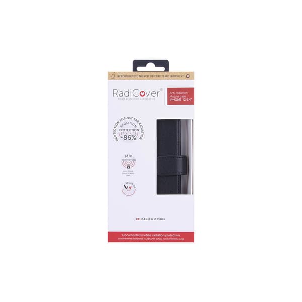 RADICOVER Strålingsbeskyttende Wallet PU iPhone 12 Mini Flipcover RFID Sort