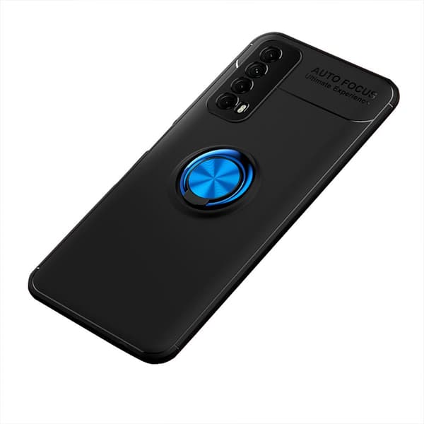Smidigt Skal med Ringhållare - Huawei P Smart 2021 Svart/Blå Svart/Blå