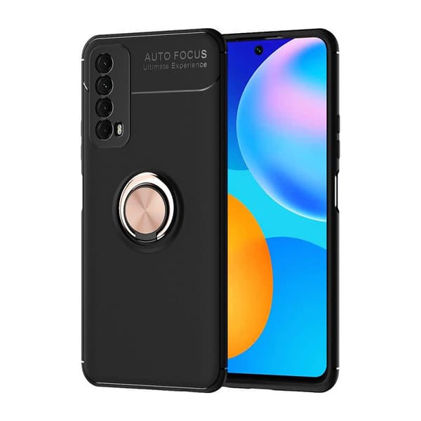 Huawei P Smart 2021 - Effektfullt Skyddsskal med Ringhållare Svart/Roséguld Svart/Roséguld