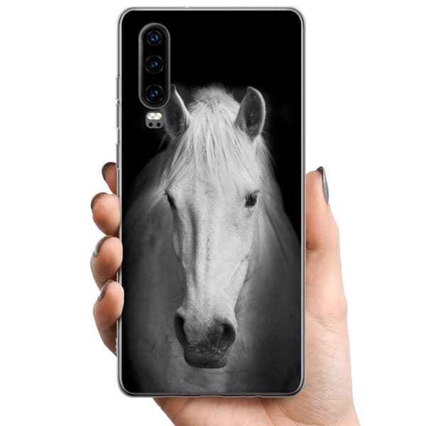 Huawei P30 TPU Mobildeksel Hvit Hest