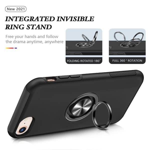 iPhone SE/8/7/6/6S Hybrid skal med Finger Ring - Svart