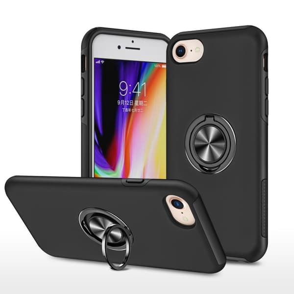 iPhone SE/8/7/6/6S Hybrid skal med Finger Ring - Svart