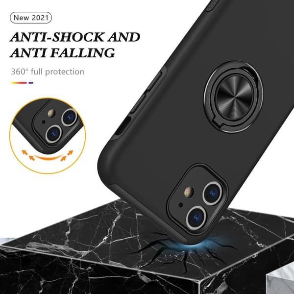 iPhone 11 Hybrid Deksel Med Fingerring - Svart