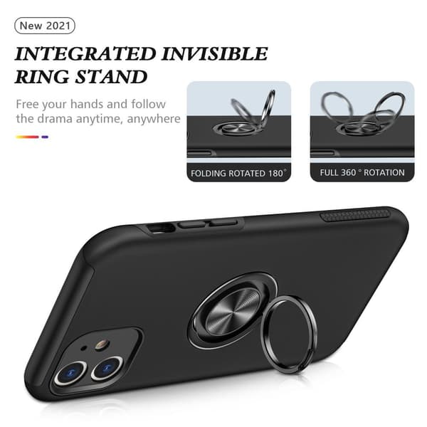iPhone 11 Hybrid Deksel Med Fingerring - Svart