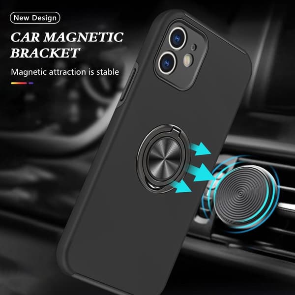iPhone 12 Hybrid skal med Finger Ring - Svart