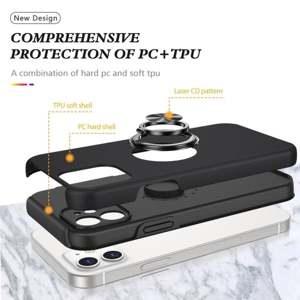 iPhone 12 Mini Hybrid Deksel Med Fingerring - Svart