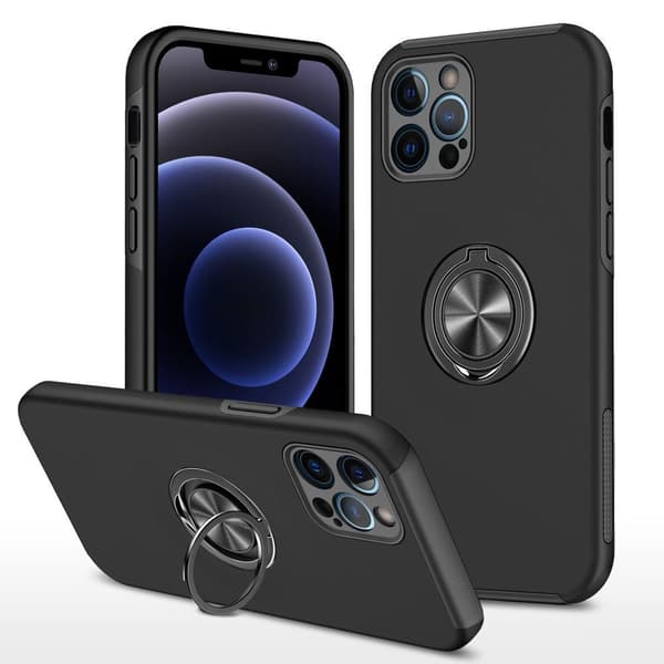 iPhone 12 Pro Hybrid Deksel Med Fingerring - Svart