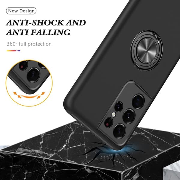 Samsung Galaxy S21 Ultra Hybrid skal med Finger Ring - Svart