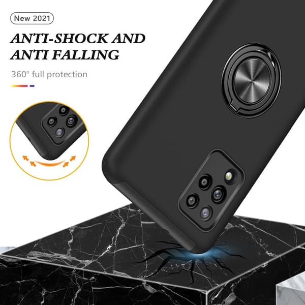 Samsung Galaxy A42 5G Hybrid Deksel Med Fingerring - Svart