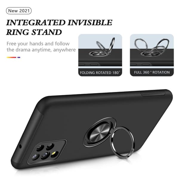 Samsung Galaxy A42 5G Hybrid Deksel Med Fingerring - Svart