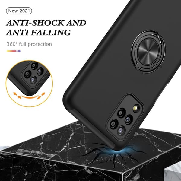 Yhteensopiva Samsung Galaxy A12 sormirengas Kickstand Hybridi-kotelo