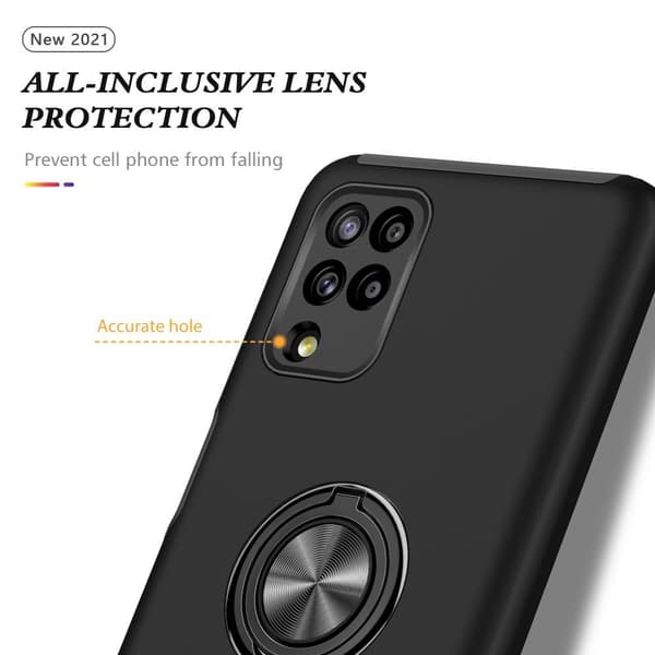 Yhteensopiva Samsung Galaxy A12 sormirengas Kickstand Hybridi-kotelo