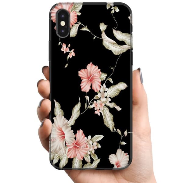 Apple iPhone XS Max TPU Mobildeksel Blomstermønster Svart
