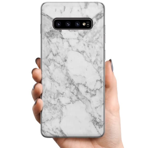 Samsung Galaxy S10+ TPU Mobilskal Marmor Vit