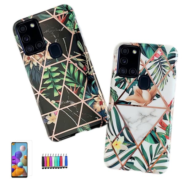 Samsung Galaxy A21s - Geometric Flower Case White