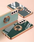 Pikkukuva 1 / 7: Ylellinen tyylikäs kotelo Samsung Galaxy S21 Plus , jossa rengasjalustatoiminto kulta