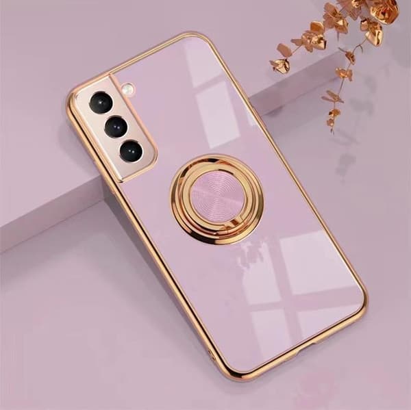 Luksuriøst stilfuldt case Samsung Galaxy S21 Ultra med ringstativfunktion Guld