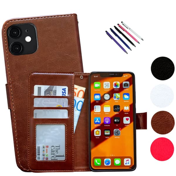 iPhone 11 - PU Leather Wallet Case Brown
