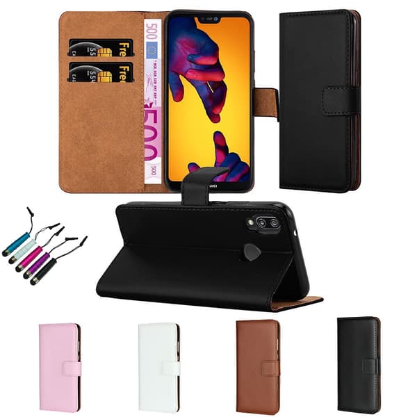 Huawei P20 Lite - Leather Case/Wallet Black