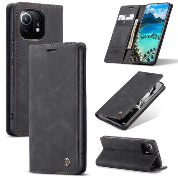 CASEME Retro lompakkokotelo Xiaomi Mi 11 - musta