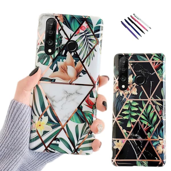 Huawei P30 Lite - Geometric Flower Case Black