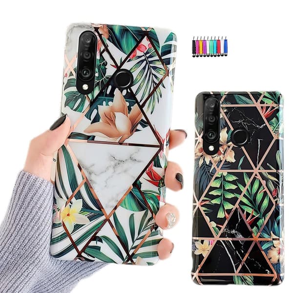 Huawei P30 Lite - Geometric Flower Case White