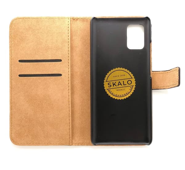 SKALO Samsung A02s Flip Cover m. Pung i Ægte Læder