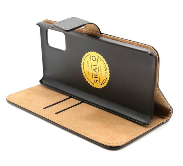 SKALO Samsung A02s Flip Cover m. Pung i Ægte Læder
