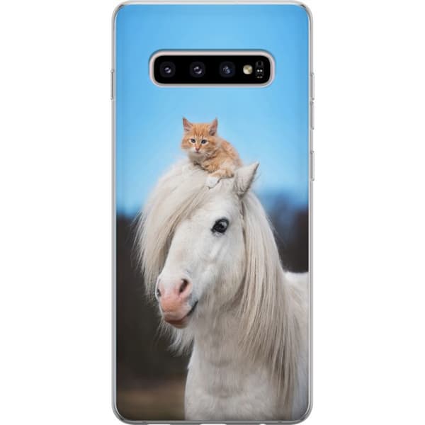 Samsung Galaxy S10+ Kuori / Matkapuhelimen kuori - Hevonen & Kissan
