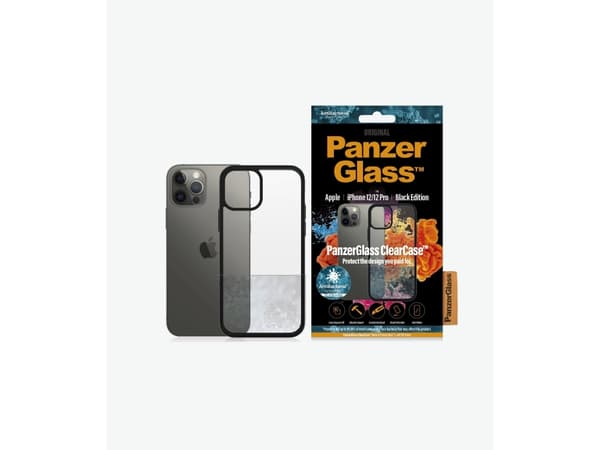 PanzerGlass ClearCase - Black Edition - baksidedeksel for mobiltelefon - herdet glass, termoplast-polyuretan (TPU) - svart, blank - 6.1" - for Apple