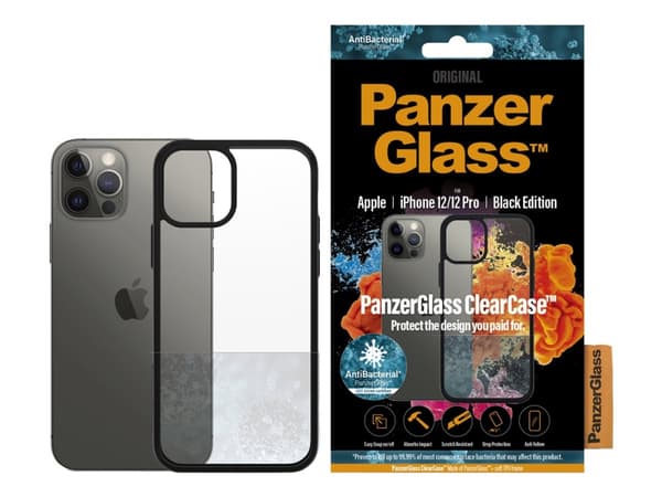 PanzerGlass ClearCase - Black Edition - baksidedeksel for mobiltelefon - herdet glass, termoplast-polyuretan (TPU) - svart, blank - 6.1" - for Apple