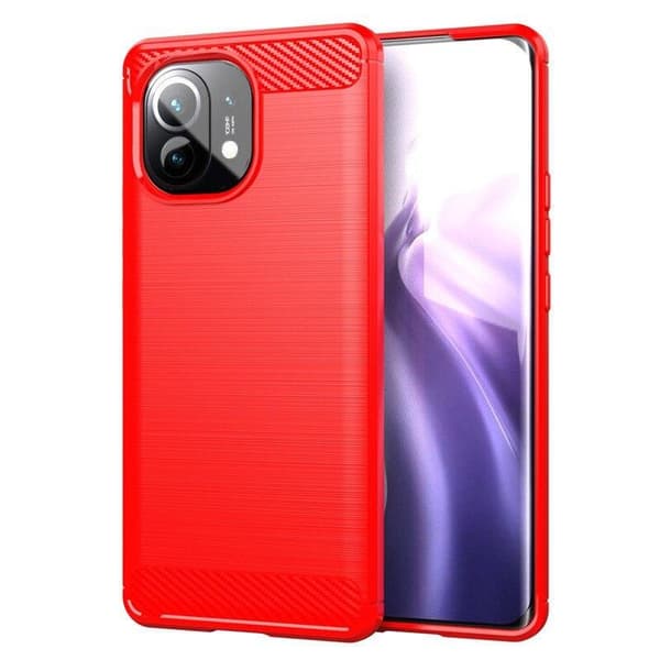 Stöttåligt Armor Carbon TPU-skal Xiaomi Mi 11 Röd