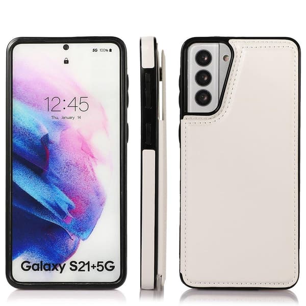 Praktiskt Skal med Kortfack - Samsung Galaxy S21 Plus Vit Vit