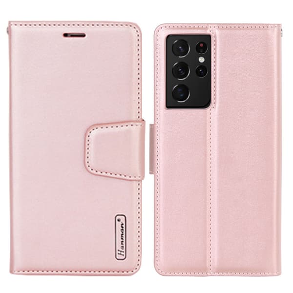 Samsung Galaxy S21 Ultra - Praktiskt HANMAN Plånboksfodral Roséguld Roséguld