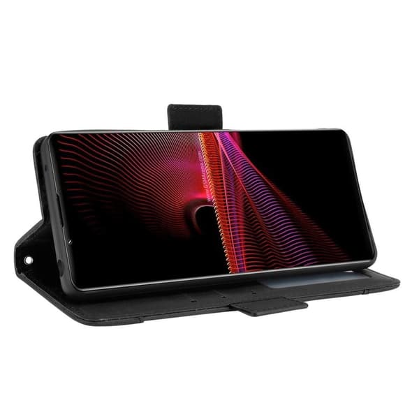 Wallet Stand Flip-telefonetui til Sony Xperia 1 III - Sort