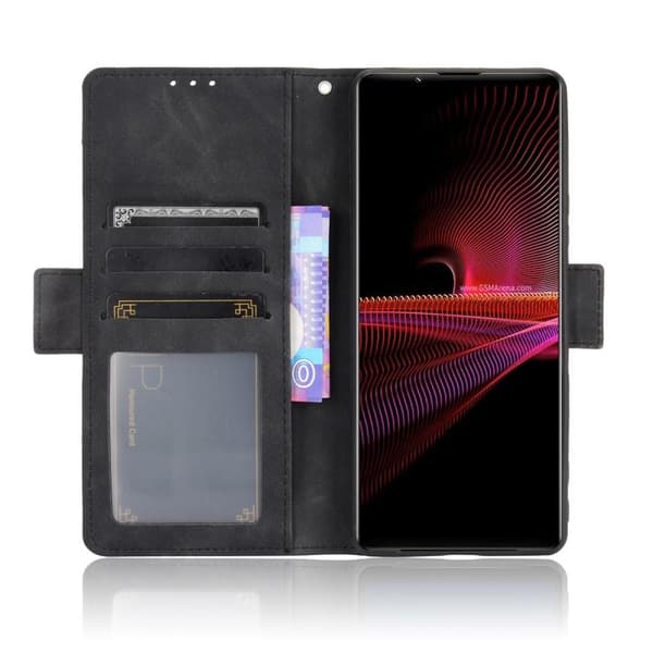 Wallet Stand Flip-telefonetui til Sony Xperia 1 III - Sort