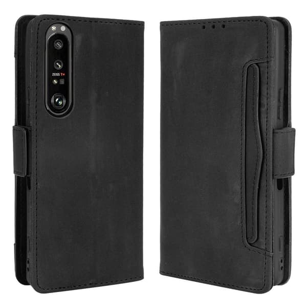 Wallet Stand Flip-telefonetui til Sony Xperia 1 III - Sort