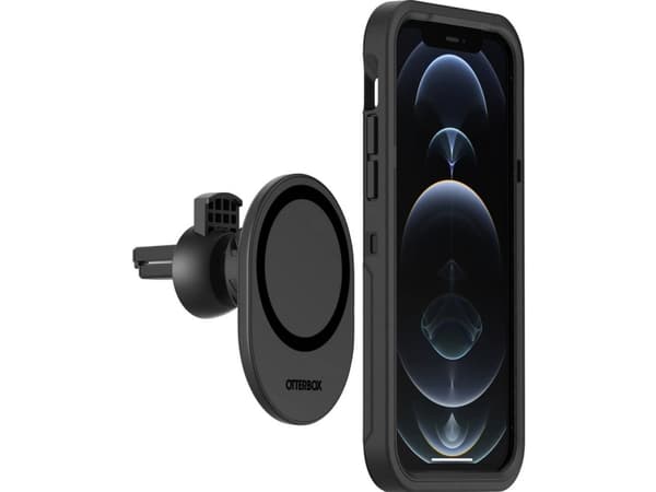 OtterBox - Lomme - MagSafe-samsvar - syntetisk skinn, polykarbonat, magnet - skyggesvart - for Apple iPhone 12, 12 mini, 12 Pro, 12 Pro Max