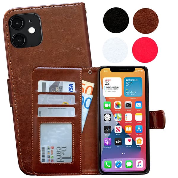 iPhone 12 - Läderfodral / Skydd Black