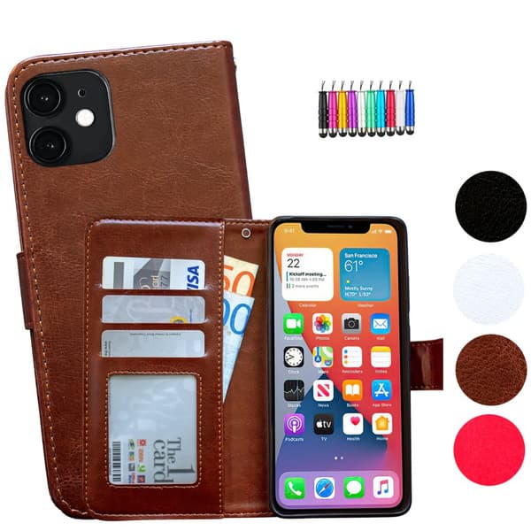 iPhone 12 - Læder cover / Beskyttelse Brown